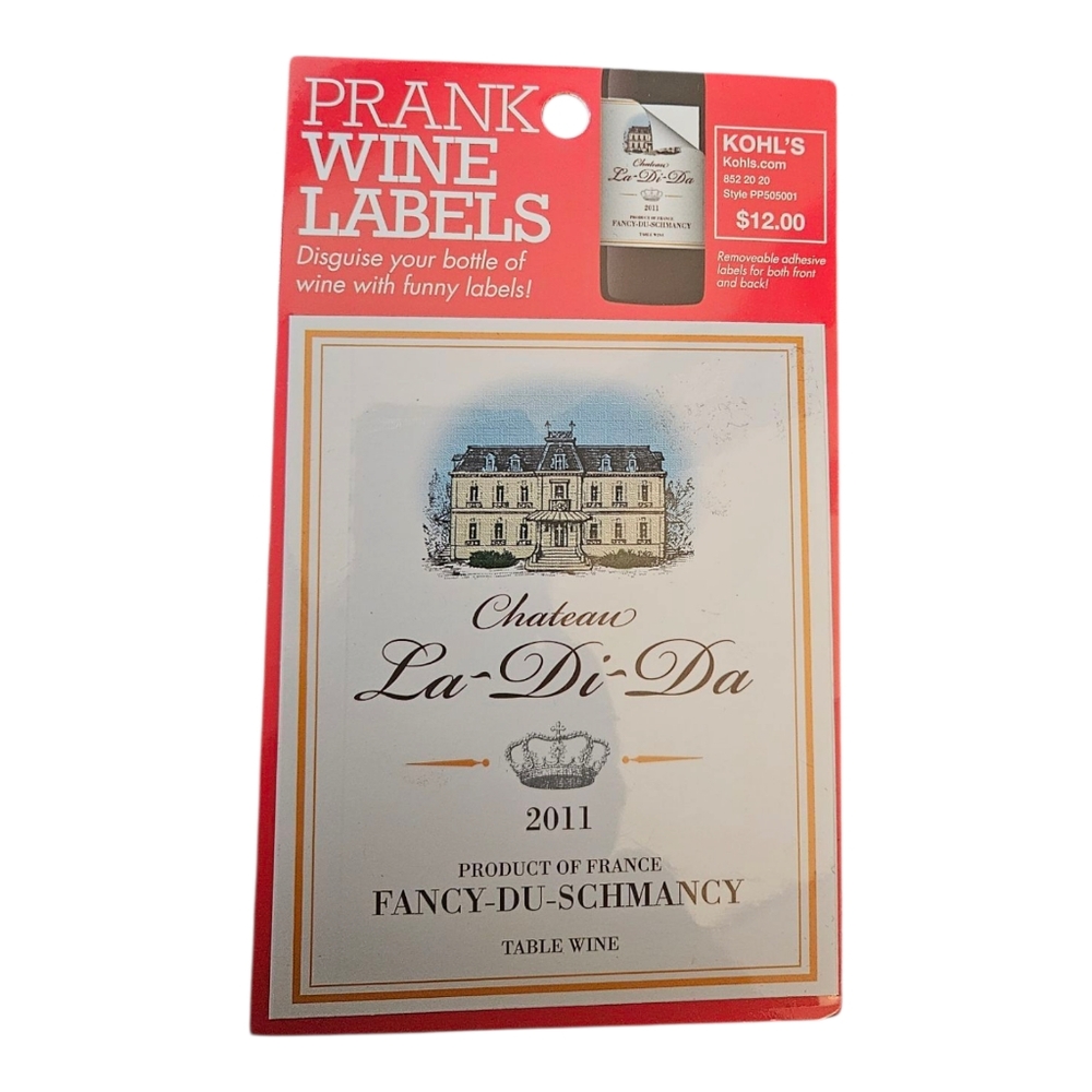Prank Wine Bottle Label Chateau La-Di-Da